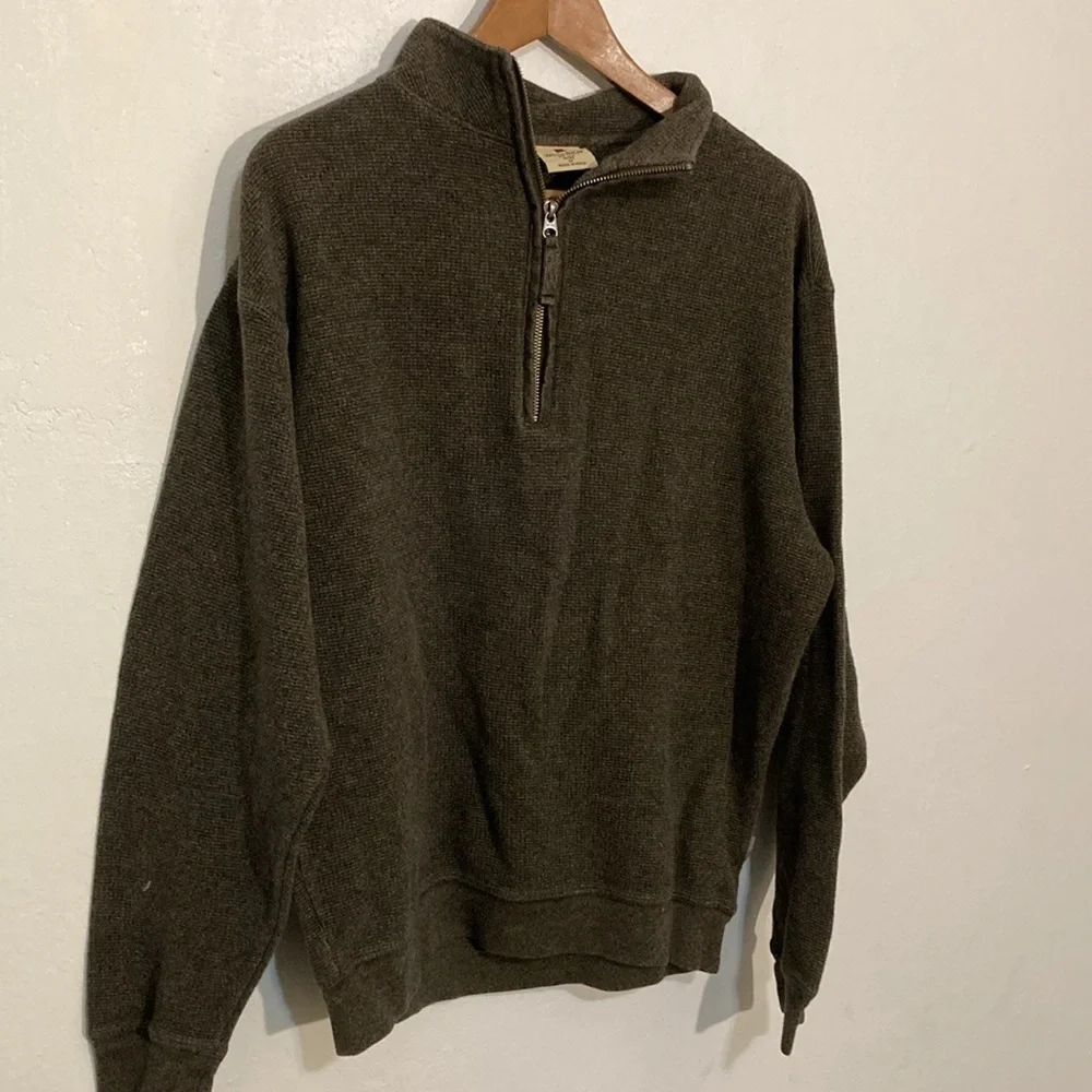Woolrich heavy waffleknit zippered Henley men’s M 100% cotton